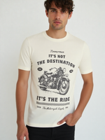 GenZudio “It’s Not the Destination, It’s the Ride” Vintage Motorcycle Graphic Men’s T-Shirt – Ivory