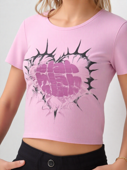 GenZudio “Blah Blah Heart” Funky Graphic Women’s Crop Top