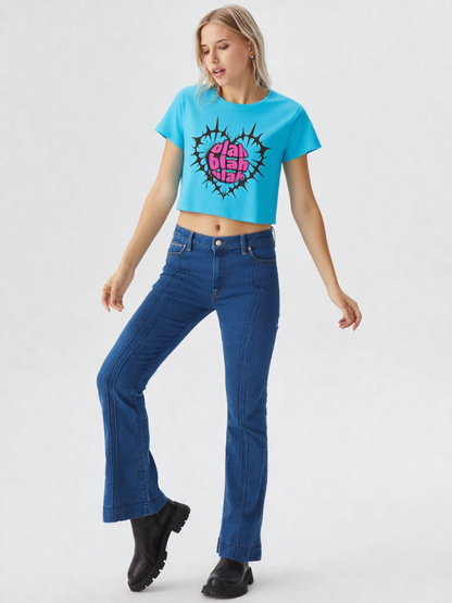 GenZudio “Blah Blah Heart” Funky Graphic Women’s Crop Top