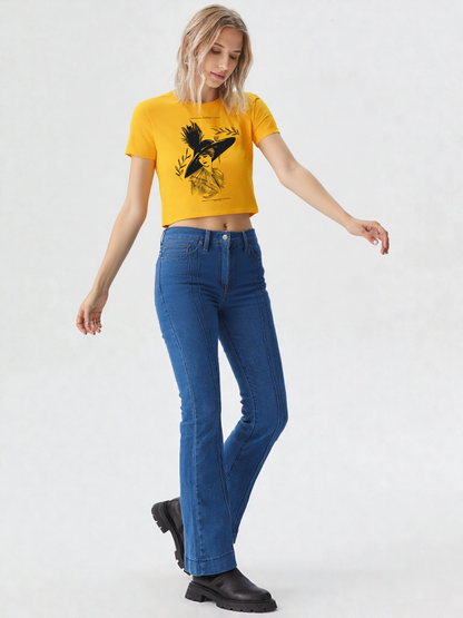 Vintage Elegance Sketch Print Women’s Crop Top – Timeless Art Fashion by GenZudio