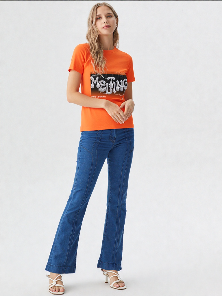 GenZudio “Melting” Women’s Graphic Tee – Premium Soft Cotton