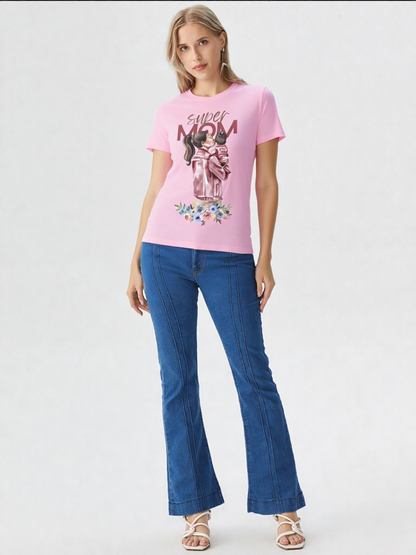 GenZudio “Super Mom – Floral Portrait” Premium Women’s Graphic Tee