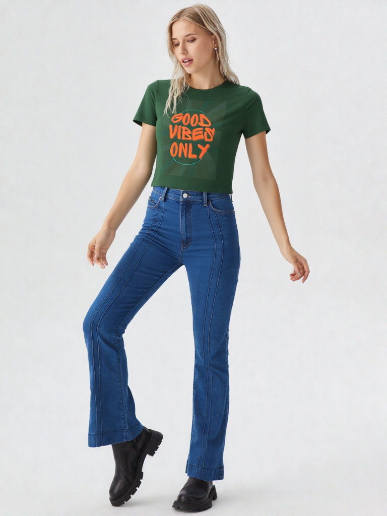 GenZudio “Good Vibes Only” Women’s Crop Top – Street Style Graphic Tee