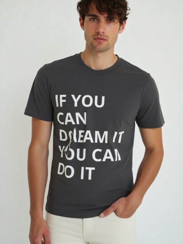 GenZudio  Motivational Men’s Round Neck T-Shirt – Black