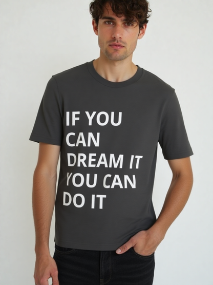 GenZudio  Motivational Men’s Round Neck T-Shirt – Black