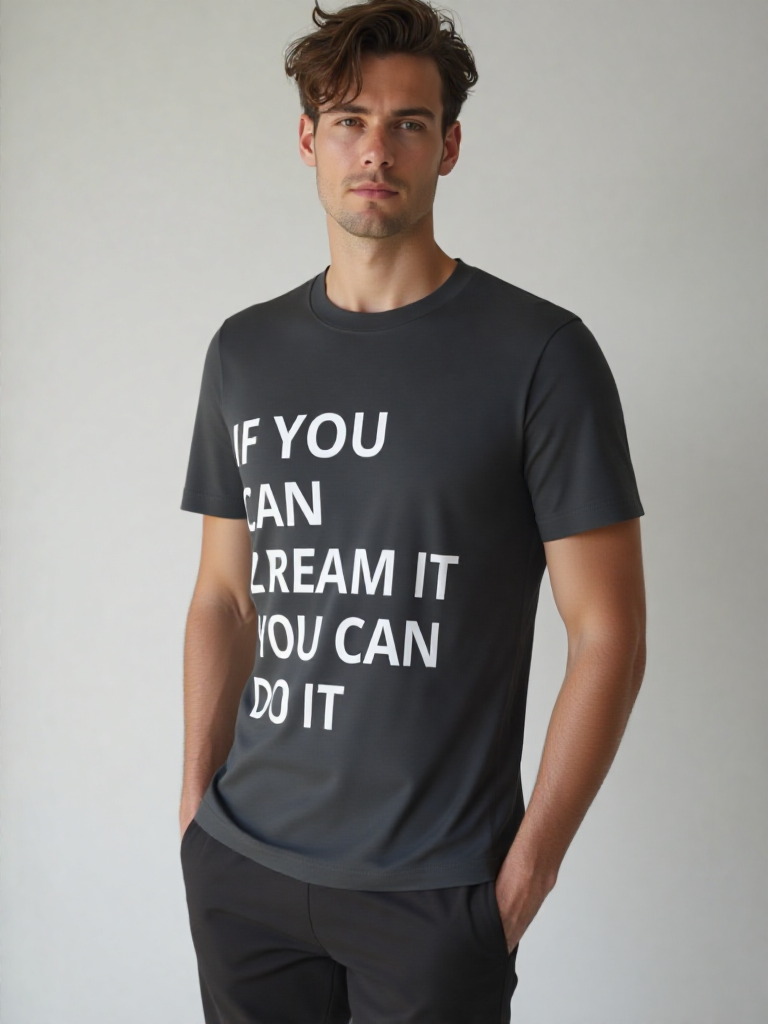 GenZudio  Motivational Men’s Round Neck T-Shirt – Black