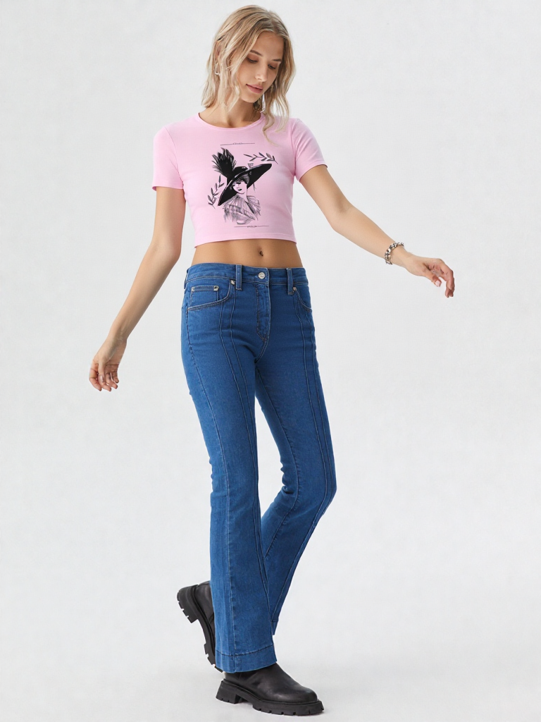 Vintage Elegance Sketch Print Women’s Crop Top – Timeless Art Fashion by GenZudio