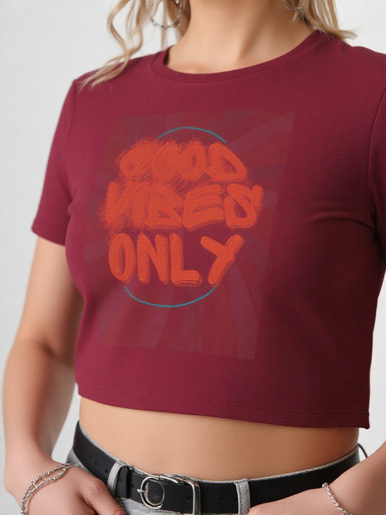 GenZudio “Good Vibes Only” Women’s Crop Top – Street Style Graphic Tee