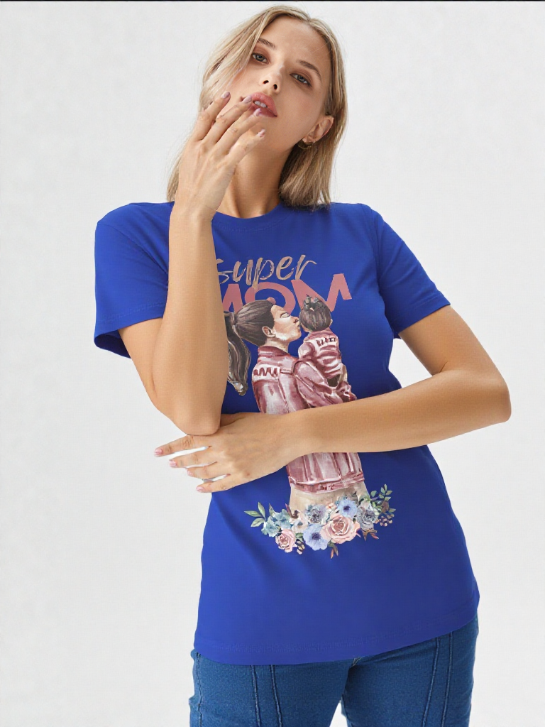 GenZudio “Super Mom – Floral Portrait” Premium Women’s Graphic Tee