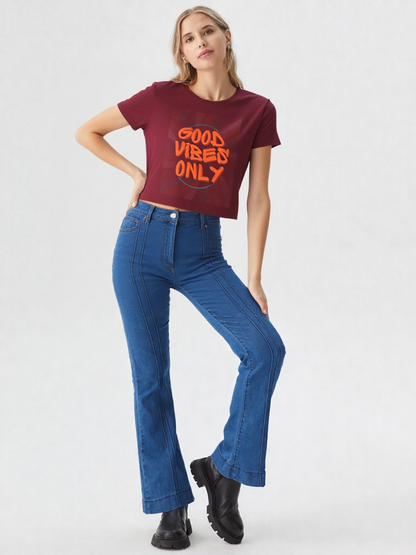GenZudio “Good Vibes Only” Women’s Crop Top – Street Style Graphic Tee