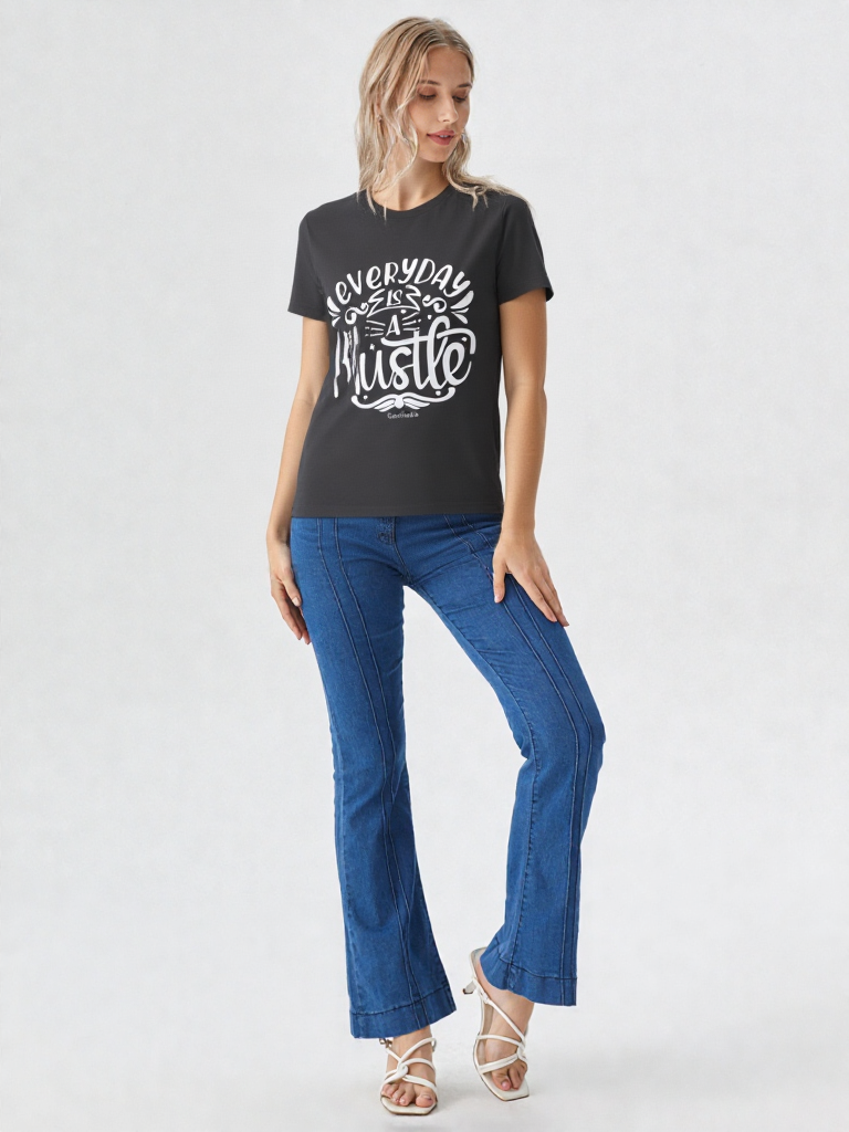 GenZudio “Everyday Is a Hustle” Premium Women’s Graphic Tee – Black