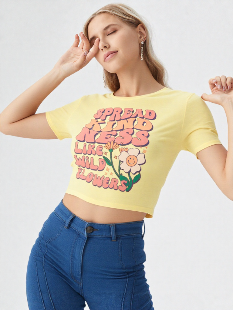 Spread Kindness Wildflower Graphic Crop Top