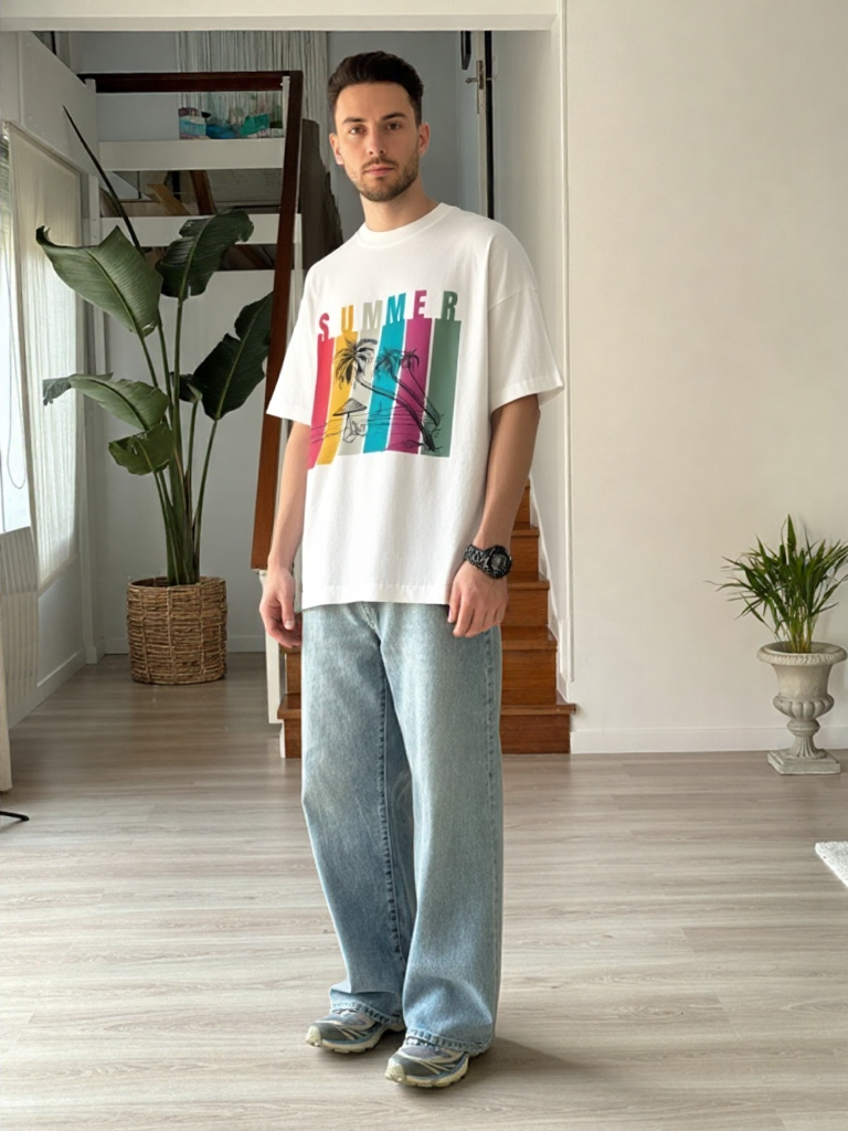 Summer Retro Beach Paradise Premium Oversized T-Shirt