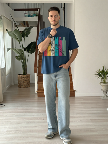 Summer Retro Beach Paradise Premium Oversized T-Shirt
