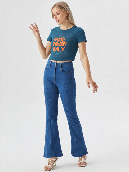 GenZudio “Good Vibes Only” Women’s Crop Top – Street Style Graphic Tee