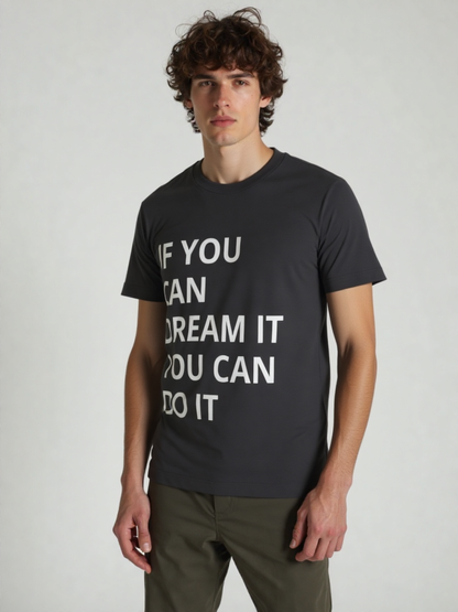 GenZudio  Motivational Men’s Round Neck T-Shirt – Black