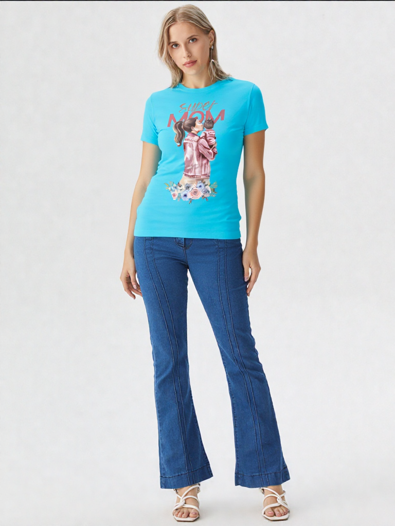 GenZudio “Super Mom – Floral Portrait” Premium Women’s Graphic Tee