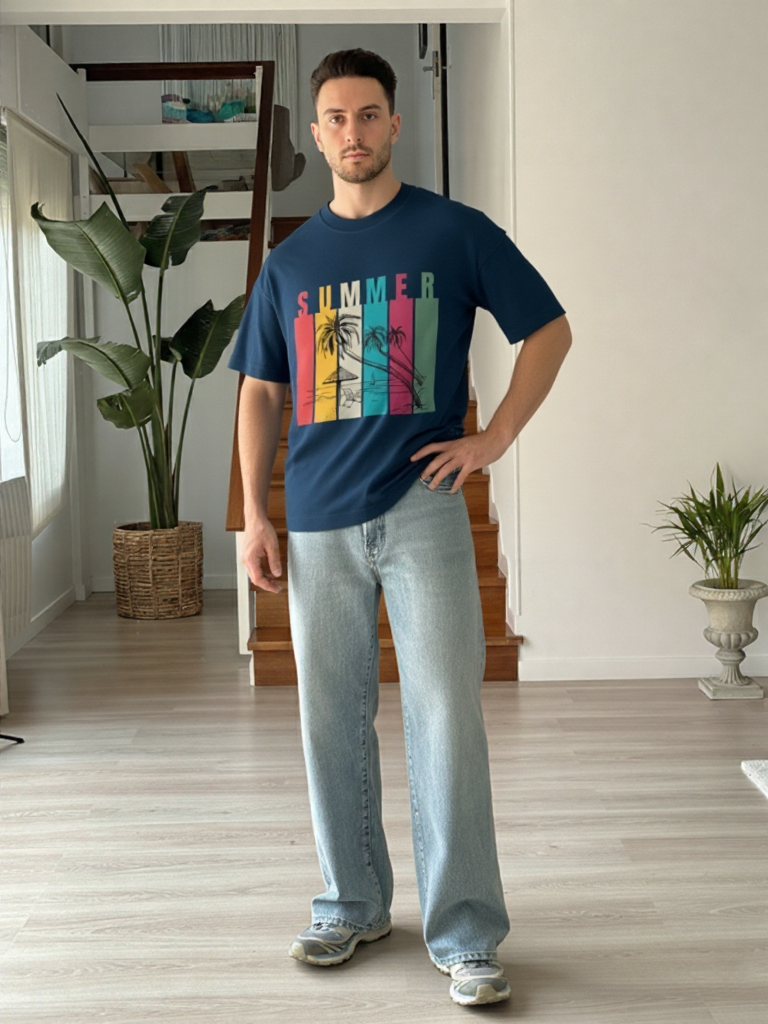 Summer Retro Beach Paradise Premium Oversized T-Shirt