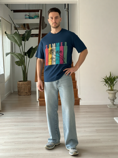Summer Retro Beach Paradise Premium Oversized T-Shirt