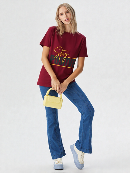 GenZudio “Stay Positive” Premium Women’s Motivation Tee