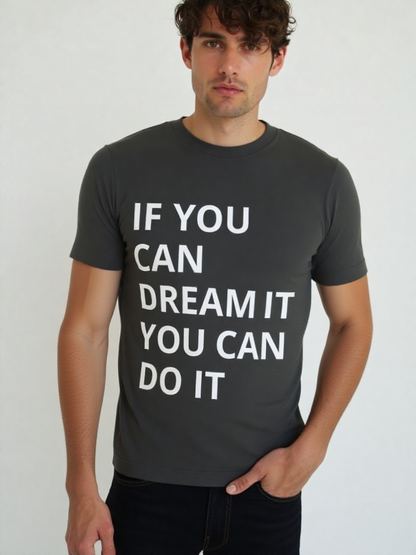 GenZudio  Motivational Men’s Round Neck T-Shirt – Black