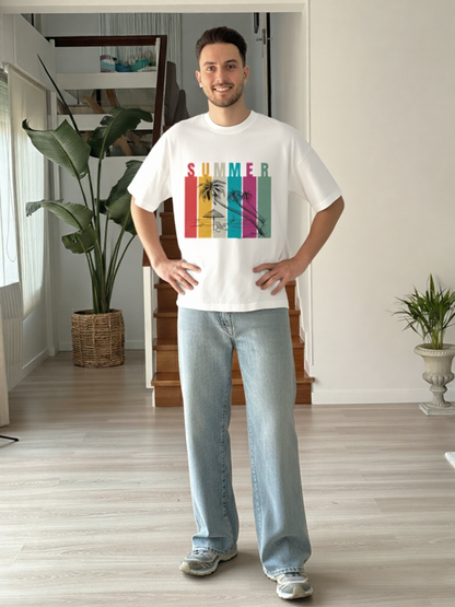Summer Retro Beach Paradise Premium Oversized T-Shirt