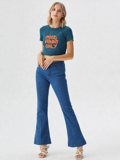 GenZudio “Good Vibes Only” Women’s Crop Top – Street Style Graphic Tee