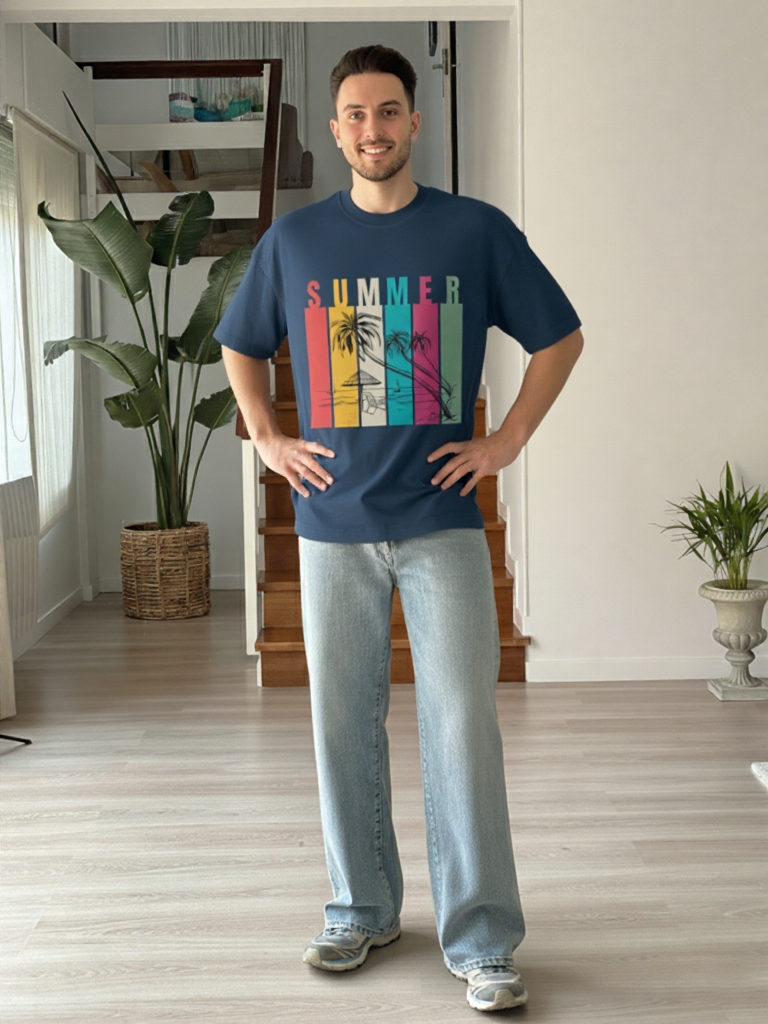 Summer Retro Beach Paradise Premium Oversized T-Shirt