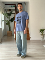 GenZudio “Never Back Down” Doodle Graphic Oversized T-Shirt for Men – Steel Grey