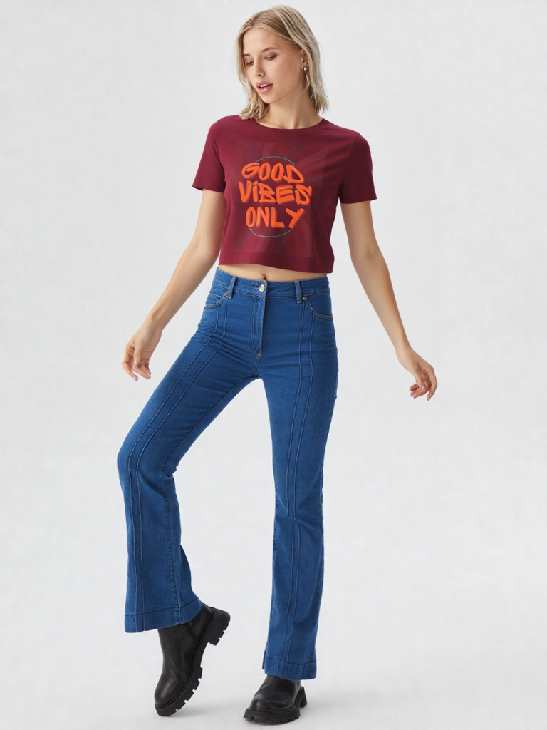 GenZudio “Good Vibes Only” Women’s Crop Top – Street Style Graphic Tee