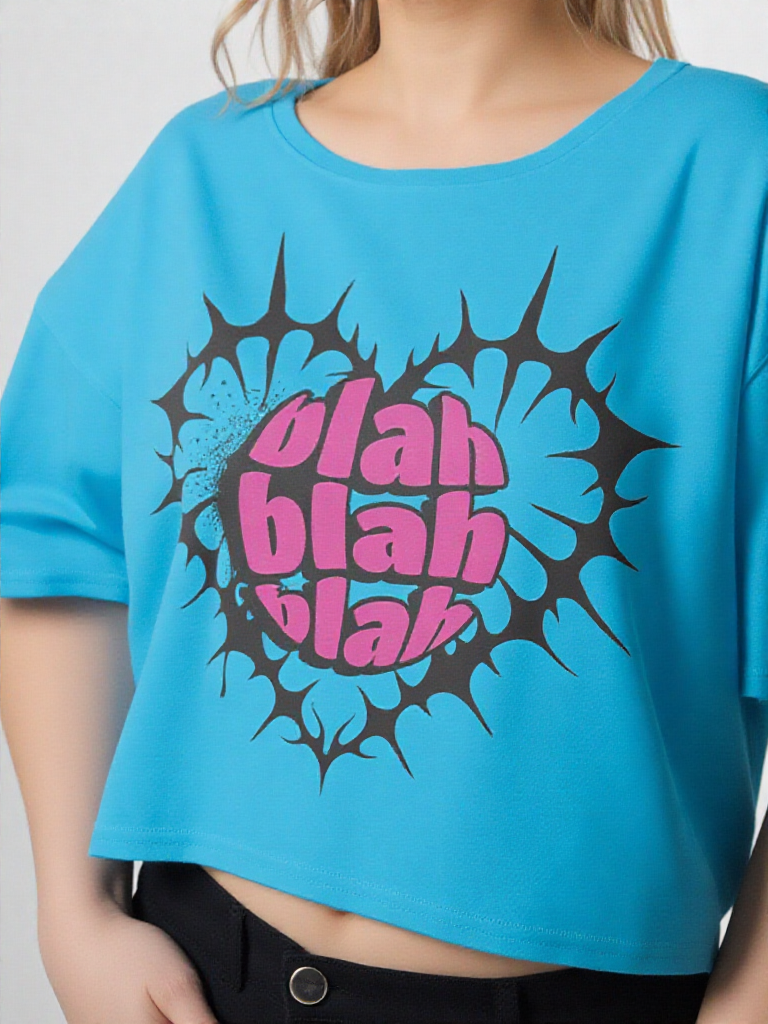 GenZudio “Blah Blah Heart” Funky Graphic Women’s Crop Top