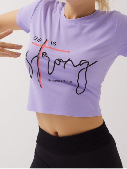 GenZudio “She Is Strong – Proverbs 31:25” Inspirational Women’s Crop Top