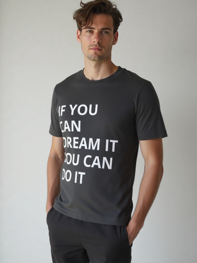 GenZudio  Motivational Men’s Round Neck T-Shirt – Black