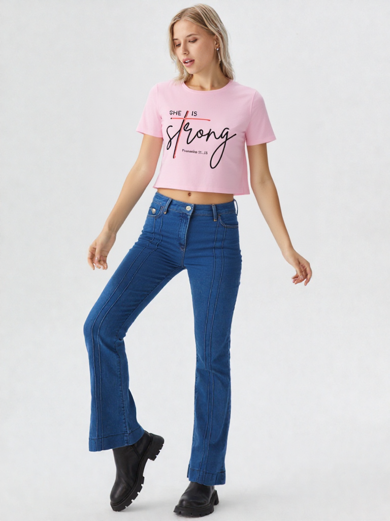 GenZudio “She Is Strong – Proverbs 31:25” Inspirational Women’s Crop Top