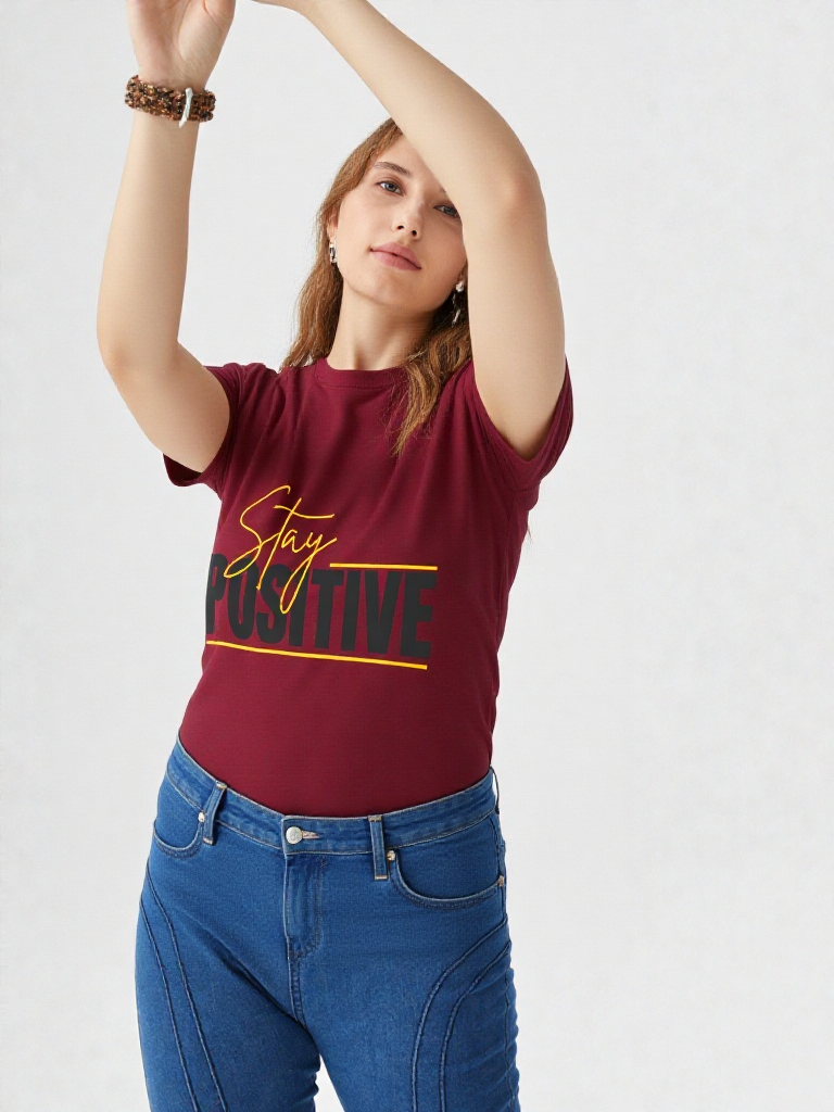 GenZudio “Stay Positive” Premium Women’s Motivation Tee
