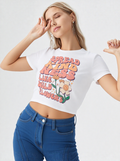 Spread Kindness Wildflower Graphic Crop Top