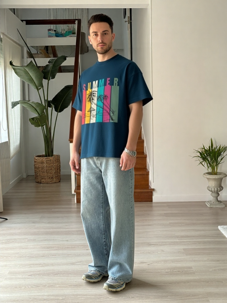 Summer Retro Beach Paradise Premium Oversized T-Shirt