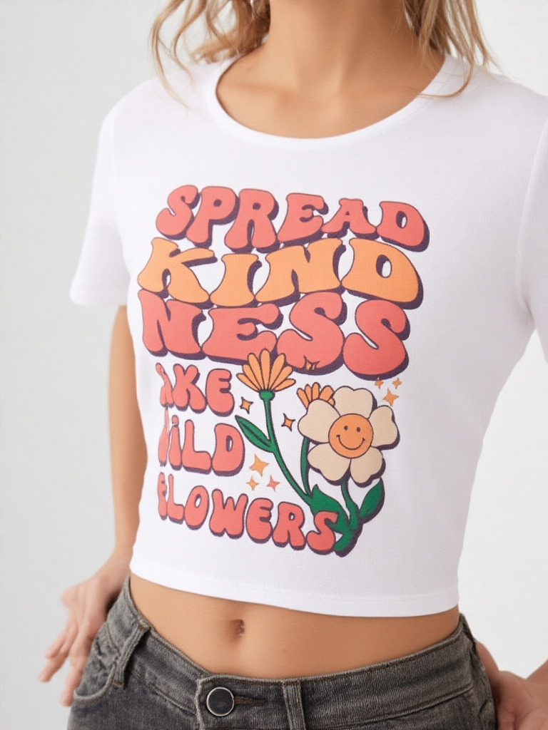 Spread Kindness Wildflower Graphic Crop Top
