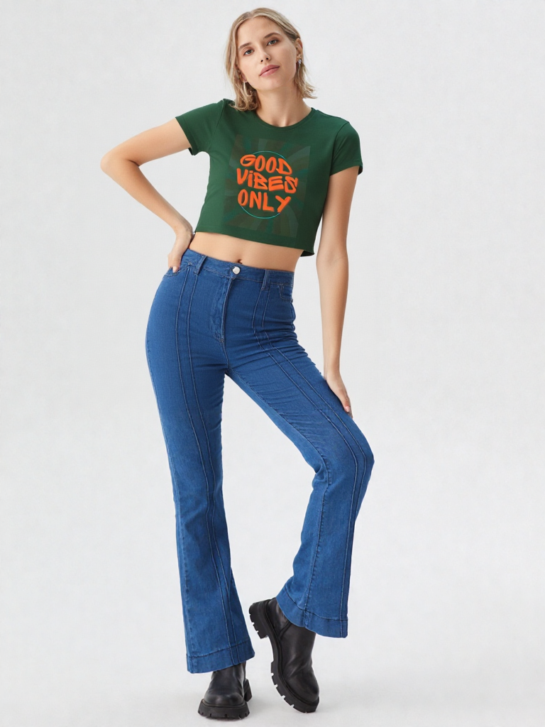 GenZudio “Good Vibes Only” Women’s Crop Top – Street Style Graphic Tee