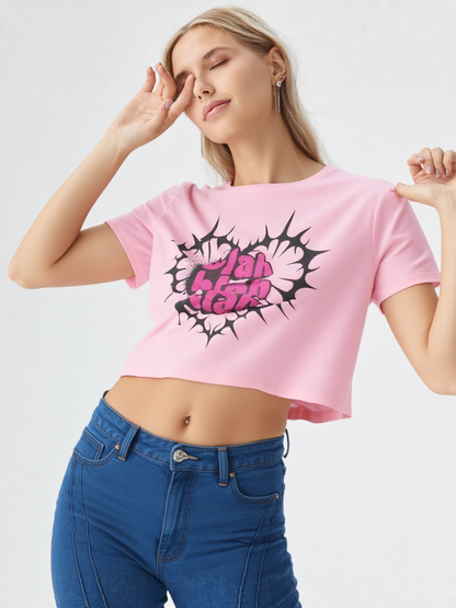 GenZudio “Blah Blah Heart” Funky Graphic Women’s Crop Top