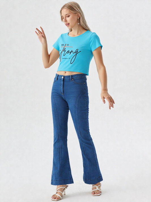 GenZudio “She Is Strong – Proverbs 31:25” Inspirational Women’s Crop Top