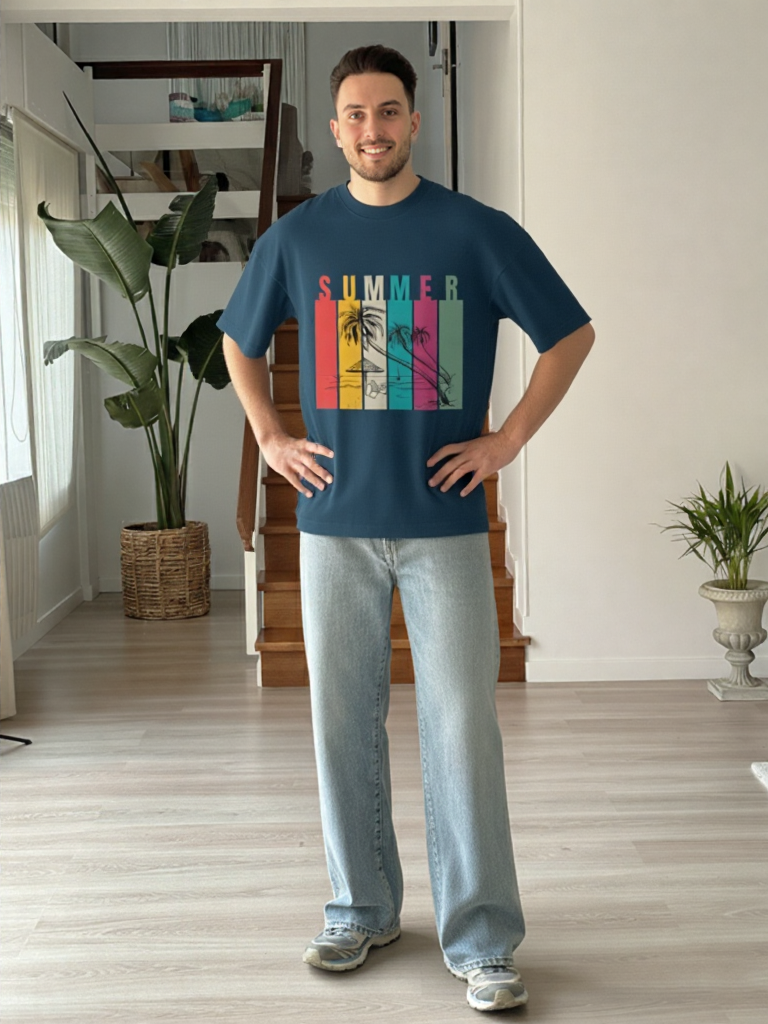 Summer Retro Beach Paradise Premium Oversized T-Shirt