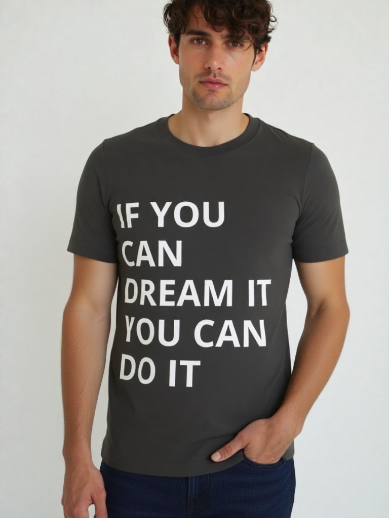 GenZudio  Motivational Men’s Round Neck T-Shirt – Black