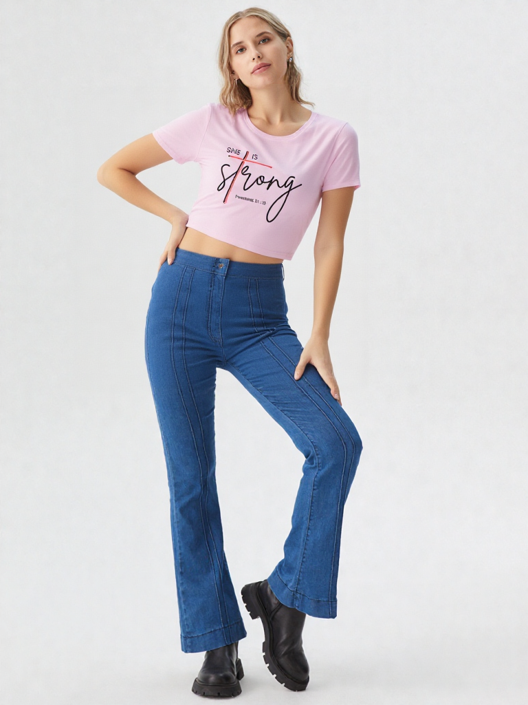 GenZudio “She Is Strong – Proverbs 31:25” Inspirational Women’s Crop Top