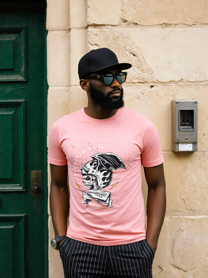 GenZudio “Born to Ride” Skull Rider Graphic Men’s T-Shirt – Pastel Dusty