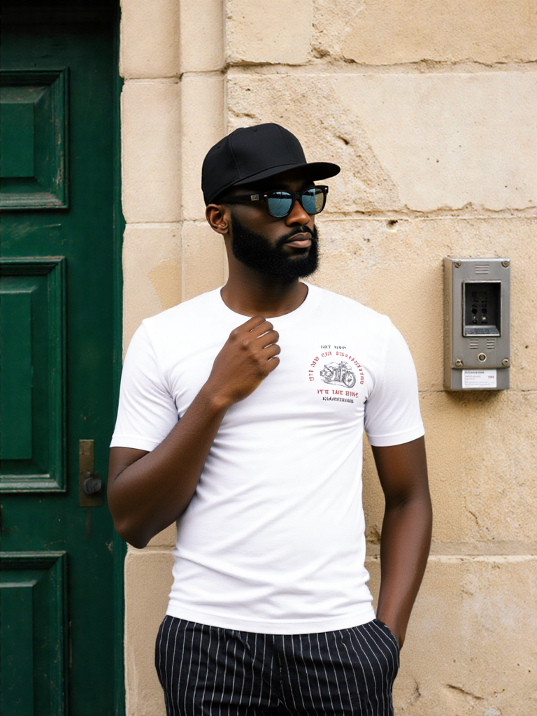 GenZudio “It’s Not the Destination, It’s the Ride” Minimal Biker Graphic Men’s T-Shirt – White