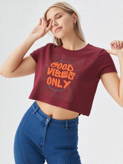GenZudio “Good Vibes Only” Women’s Crop Top – Street Style Graphic Tee